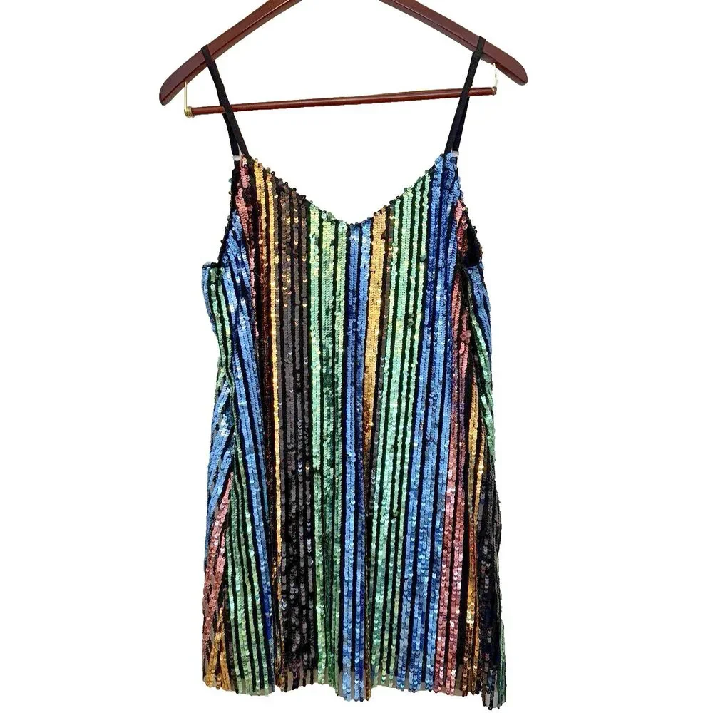 Show Me Your Mumu Vivian Slip Dress Rainbow Sequins Women's S Party Cocktail - Picture 2 of 8